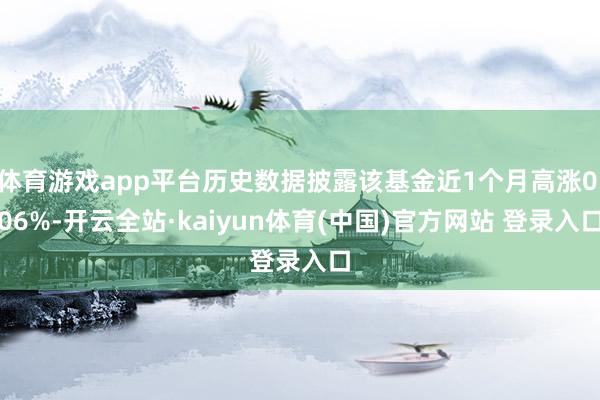 体育游戏app平台历史数据披露该基金近1个月高涨0.06%-