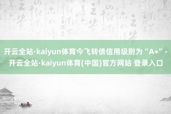 开云全站·kaiyun体育今飞转债信用级别为“A+”-开云全站·kaiyun体育(中国)官方网站 登录入口